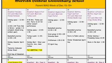 Week at a Glance Dec 15-19